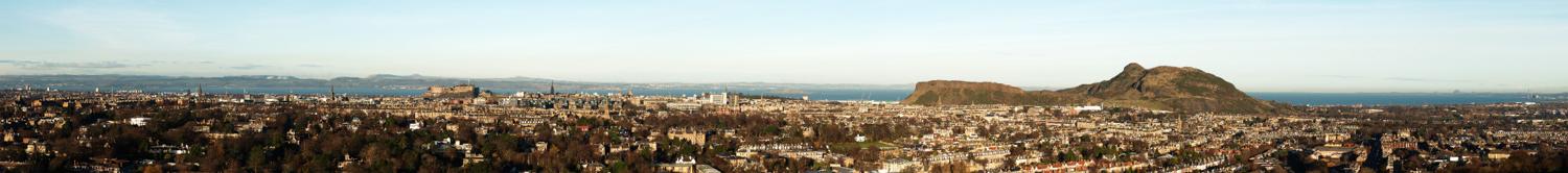 Edinburgh panorama taken from Blackford Hill on a sunny winter day